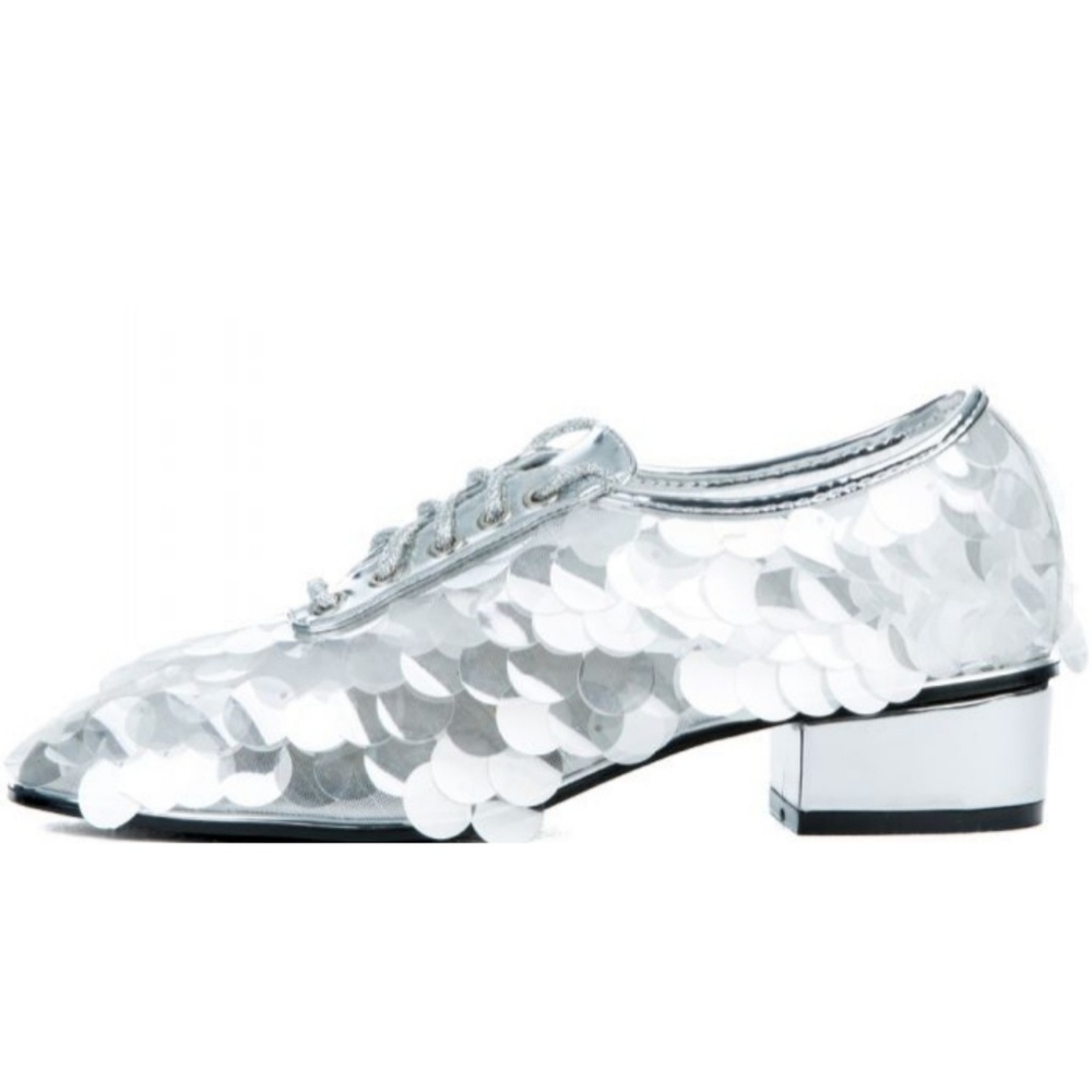 𝙇𝙖𝙨𝙩 6 & 6.5🖤Silver Sequined Funky Oxfords